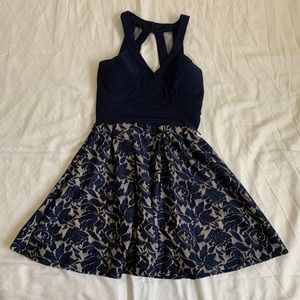 Navy blue a-line formal mini dress